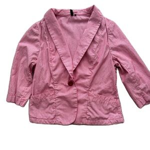 Ambition XL Red/White Stripe 3/4 Sleeve Blazer Button Pockets EUC 100% cotton